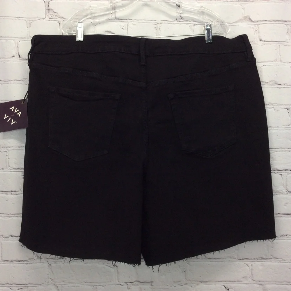 Ava & Viv Jean Shorts Women’s Plus Sz 22W Blk High Rise Cutoff Distressed Ripped - Picture 8 of 9